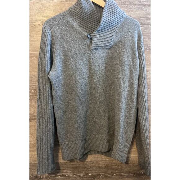 Banana Republic Women Sz L Sweater Wool Gray Preppy Cowl Neck Italian Yarn - Picture 1 of 6
